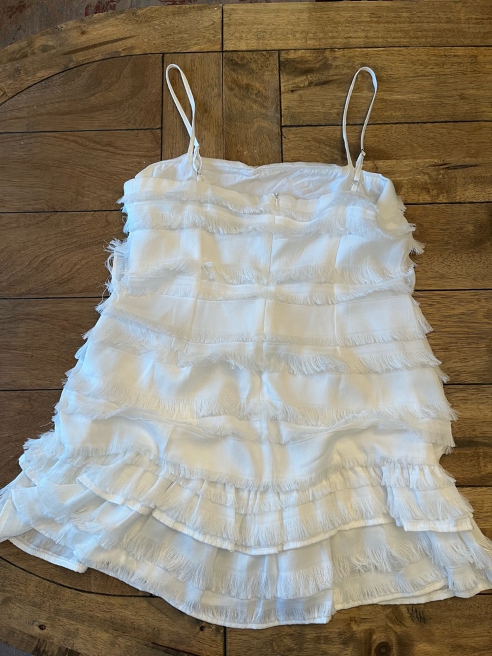 Princess Polly White Fringe Mini Dress with Adjustable Straps Size 8 - Picture 7 of 9